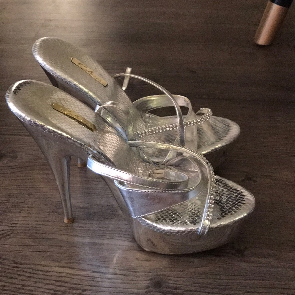 Cleese high heel silver stilettos 6.5